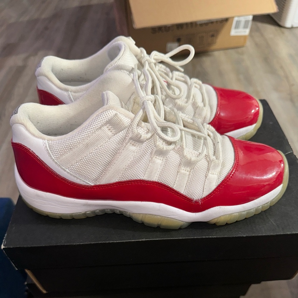 Jordan 11 Retro Low GS “Win Like ‘82”- White/ Varsity Red- Black
